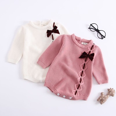 Newborn Baby Girl Boy Knitted Princess Overall Bodysuit Clothes Outfit Romper
