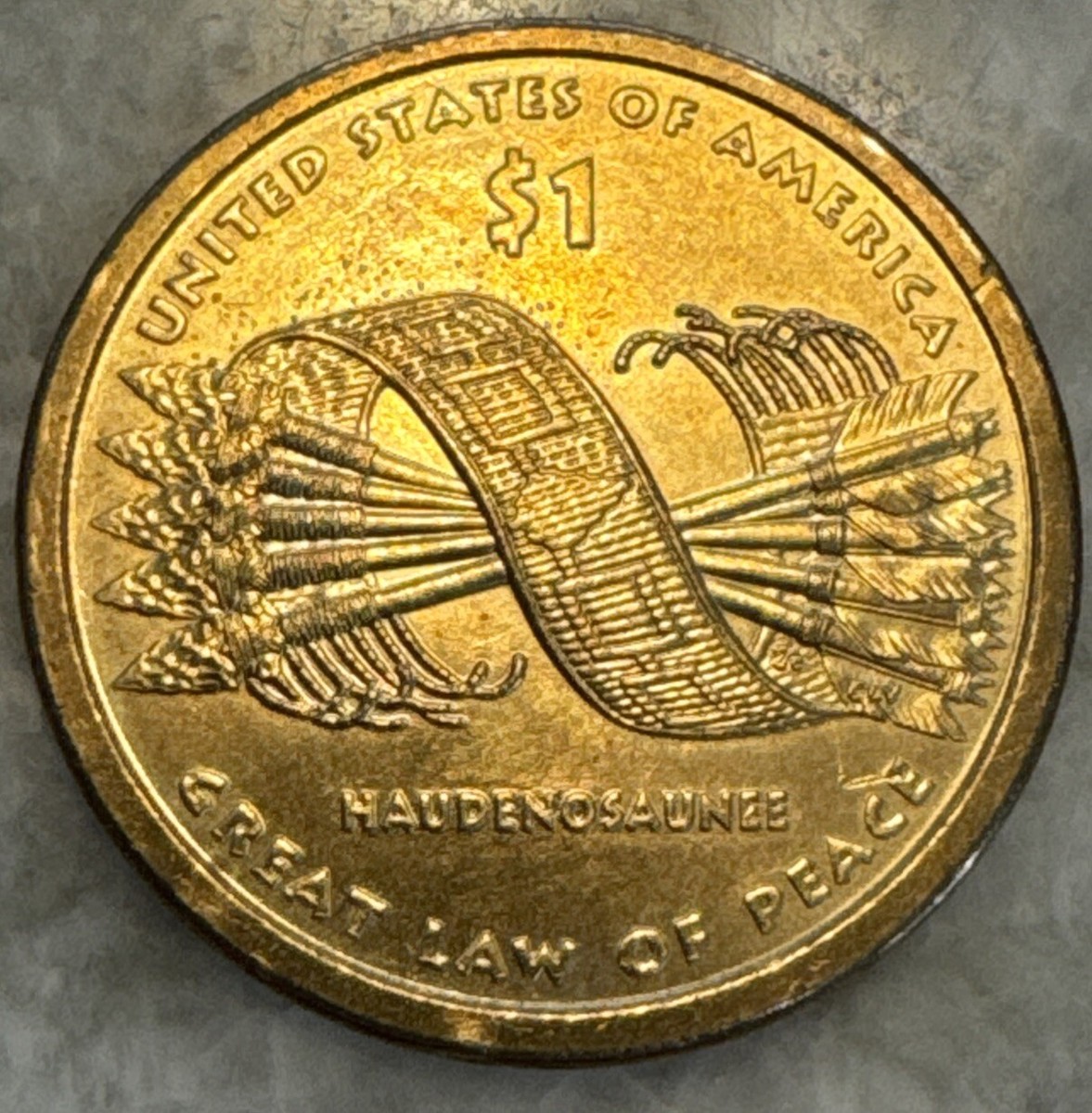 Sacagawea Haudenosaunee Great Law Of Peace USA Dollar 2010-P gold