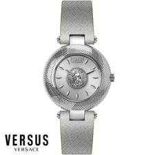 Versus by Versace VSP214218 Bricklane silver grey Leather Women's Watch NEW