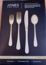 Jones New York Gold Colored Flatware Cutlery Stainless Steel Tableware Aurora