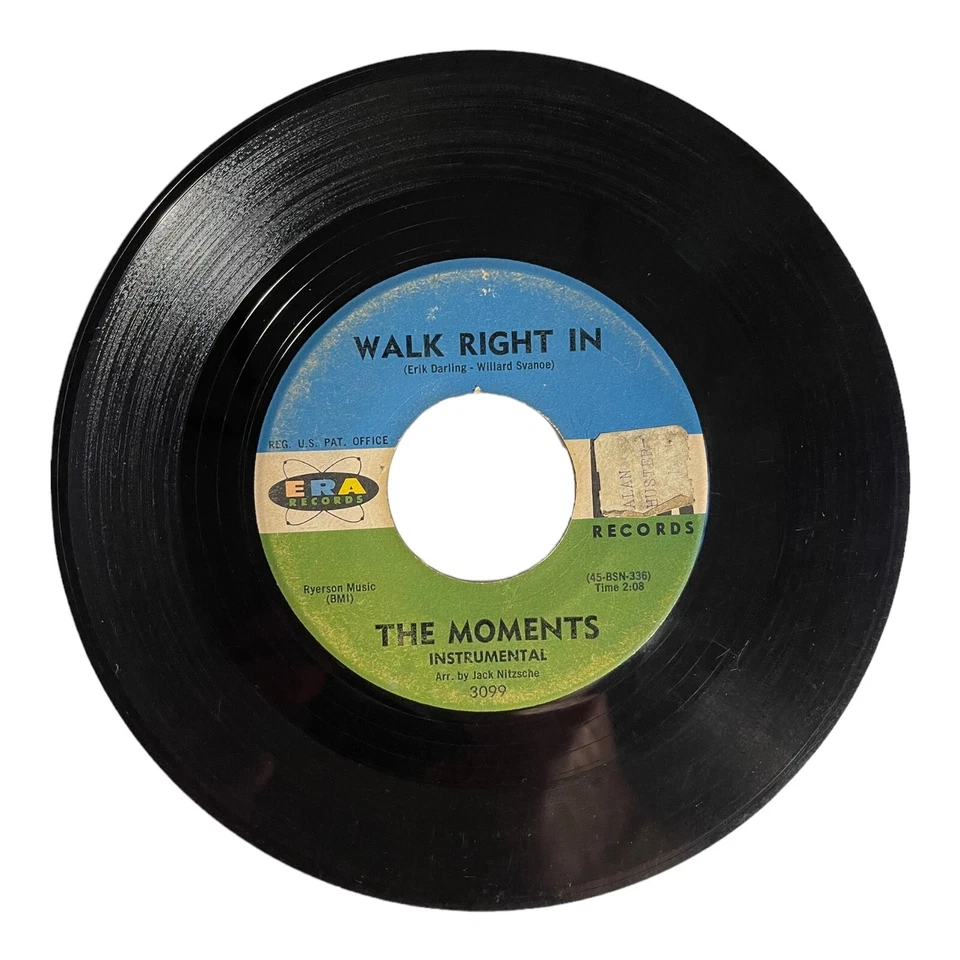 The Moments ‎– Walk Right In 7" Vinyl 1962 Era Records ‎– 3099 Foto 2 de 2