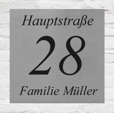 Hochwertiges Edelstahl Hausnummer Schild + Gravur nach Wunsch  in 5 Größen TOP