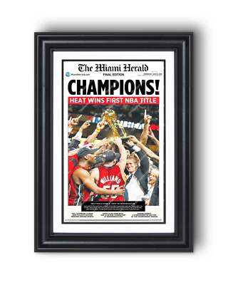 2006 Miami Heat NBA Champion Framed Newspaper Front Page Newspaper