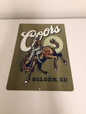 Coors Beer Metal Tin Sign Wow, Wild West Cowboy Logo