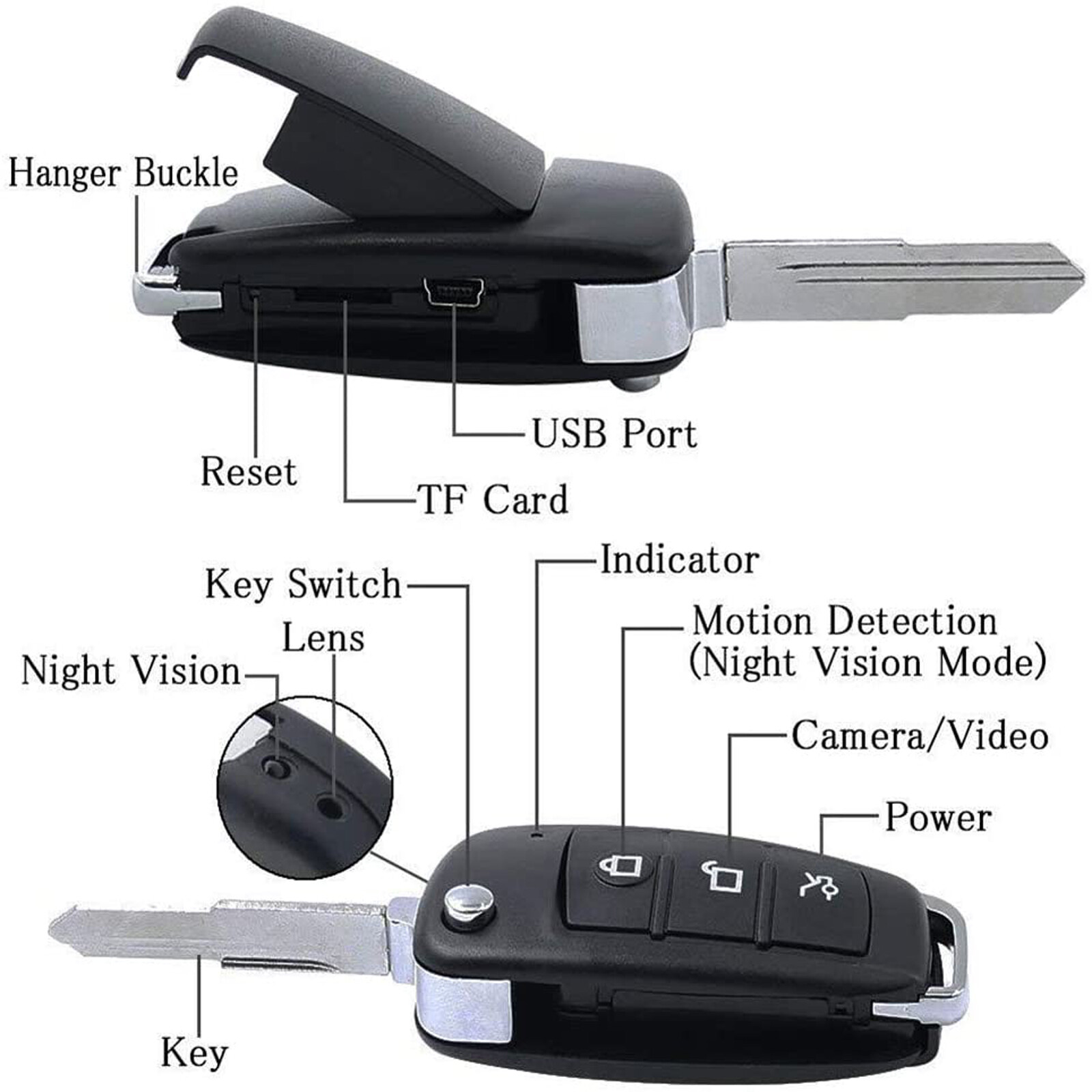 Car Remote Spy Camera 1080p Full HD Video Recorder Night Vision Motion