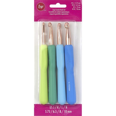 Boye Ergonomic Aluminum Crochet Hook Set 4/Pkg-Sizes J/K/L/N 4040045