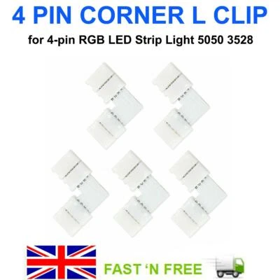 AVARTEK 5050 LED Strip Light Corner Connectors RGB L Shape Adapters 90 Degree Joint