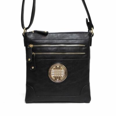 Designer inspired medallion Cross-body red messenger bag zipper pockets BG675