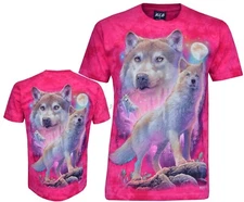 Tie Dye T-Shirt Wolves Gazing at the Cosmic Night in Forest Glow in Dark by Wild