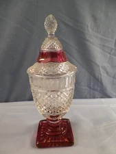 Westmoreland Glass Ruby Flashed Stained English Hobnail Urn Covered Candy Dish