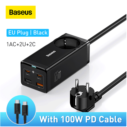 Baseus 67W GaN Ladegerät Mit 3 USB-C Ports - Kompaktes Netzteil Für Laptop, IPhone & Galaxy