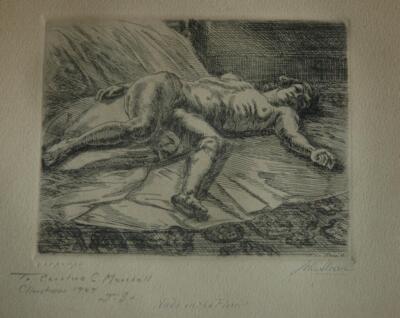 Rare Original Vintage 1931 Pencil Signed John Sloan Etching ''Woman on The Floor''