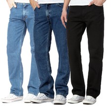 Mens Jeans Straight Leg Regular Fit Heavy Denim Trouser Pants All UK Waist Sizes