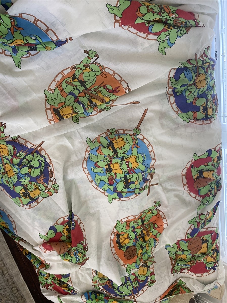 Vintage 1990 Teenage Mutant Ninja Turtles Twin Sheet Set - Fitted