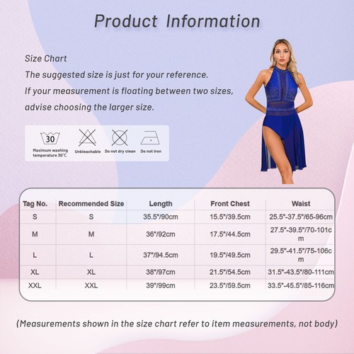 Vestido lírico para mujer con pedrería brillante contemporáneo disfraz de patinaje artístico - Imagen 97 de 137