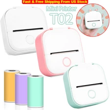 Phomemo T02 Mini Printer Sticker Maker Mobile Thermal Printer +3 Rolls Paper LOT