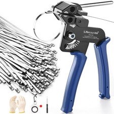 Metal Zip Ties Tool Stainless Steel Zip Tie Gun With Built-in Cutter Adjust...
