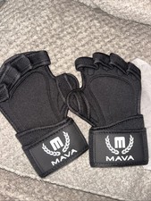 MAVA Unisex Open Gym Padded Wrist Support Strong Grip Fingerless Workout Gloves