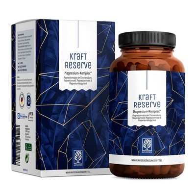 Magnesium Komplex Kapseln hochdosiert 400 mg Bisglycinat Kraftreserve NATURTREU 