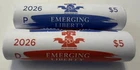 2026 BRILLIANT UNCIRCULATED EMERGING LIBERTY DIMES (2) ROLLS P&D FROM US MINT