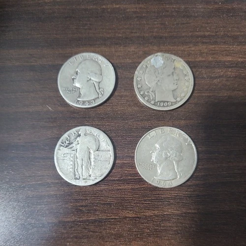 $1 Face Value of  "Junk Silver Quarters"  90% Ag Washington, Barber, Standing.