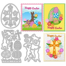 Easter Cutting Dies 3 Pieces Happy Easter Egg Die Cuts for Card Making