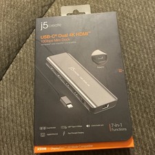 NEW OPEN BOX J5 Create USB-C Dual 4K HDMI Mini Docking Station JCD398