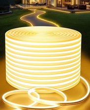 Neon Rope Lights 65.6Ft, Waterproof Warm White LED Strip Lights, 3000K Silicone