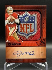 2025 Panini Silhouette Joe Montana NFL Shield Patch Auto /5 49ers HoF SB MVPs