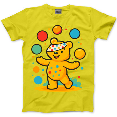 Kids Spotty TShirt Kinder Punkte Top Jonglierbär Mädchen Jungen T-Shirt Charity