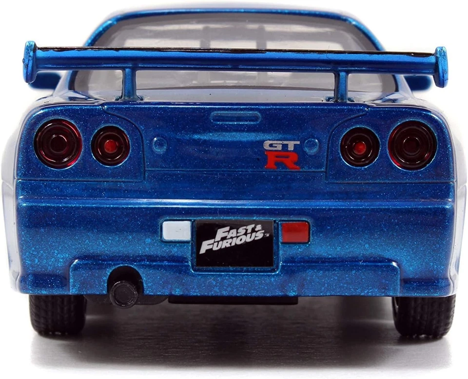 Fast Furious Modello Auto NISSAN SKYLINE GT-R R34 BRIAN Blu 1/32 Jada Toys - Immagine 4 di 4
