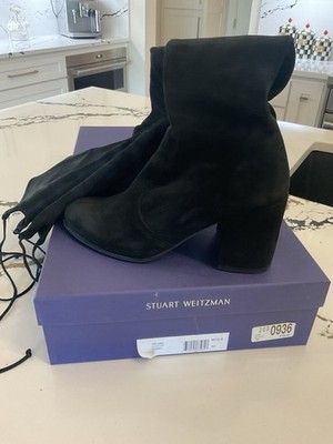Stuart Weitzman Tieland Black Suede Over-the-Knee Pull On Stretch Boots 10