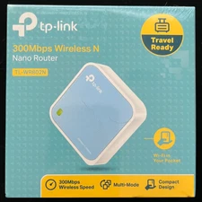TP Link N300 Wireless Portable Nano Travel Router (TL WR802N) WiFi Bridge + NEW!