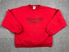 Vintage 90s Reebok Crewneck Sweater Sz Medium Red Embroidered Logo