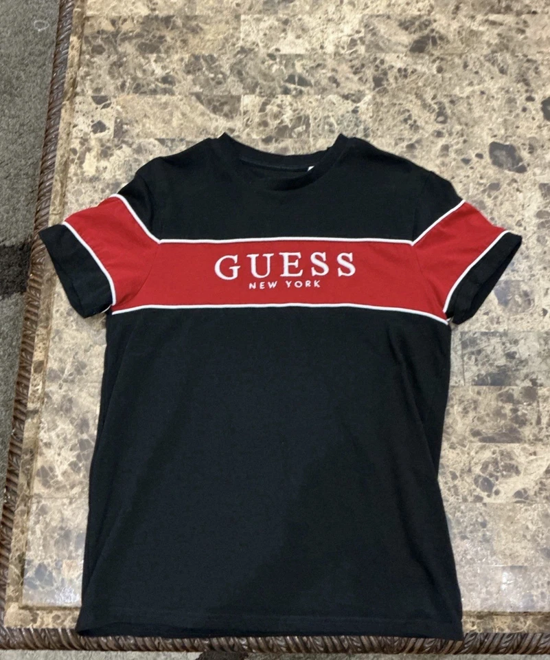 Men’s Guess T Shirt Black And Red - Image 1 of 2