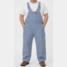 Dickies Bib Overalls Mens 48x30 Blue Denim Train Conductor Stripe Trucker