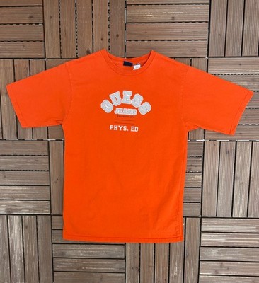 Guess Jeans Phys. Ed Vintage Orange T-Shirt Tee Size Medium