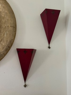 Southern Living At Home 13'' Red Metal Tin Wall Sconce / Shelving (2 available))