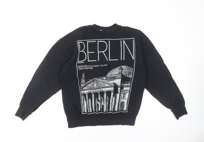 Topman Herren Sweatshirt schwarz Berlin Grafik XS