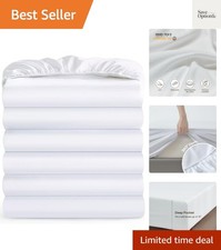 Full Fitted Sheet Only - Bulk Pack of 6 Bottom Sheets - Soft Breathable, B...