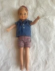 VINTAGE 1967 MATTEL TODD DOLL ORIGINAL OUTFIT #3590 BLUE SHIRT PLAID CAP SHORTS