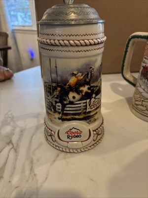 1991 Coors Beer ''Jackhammer'' Stein Very Nice no top horseman 