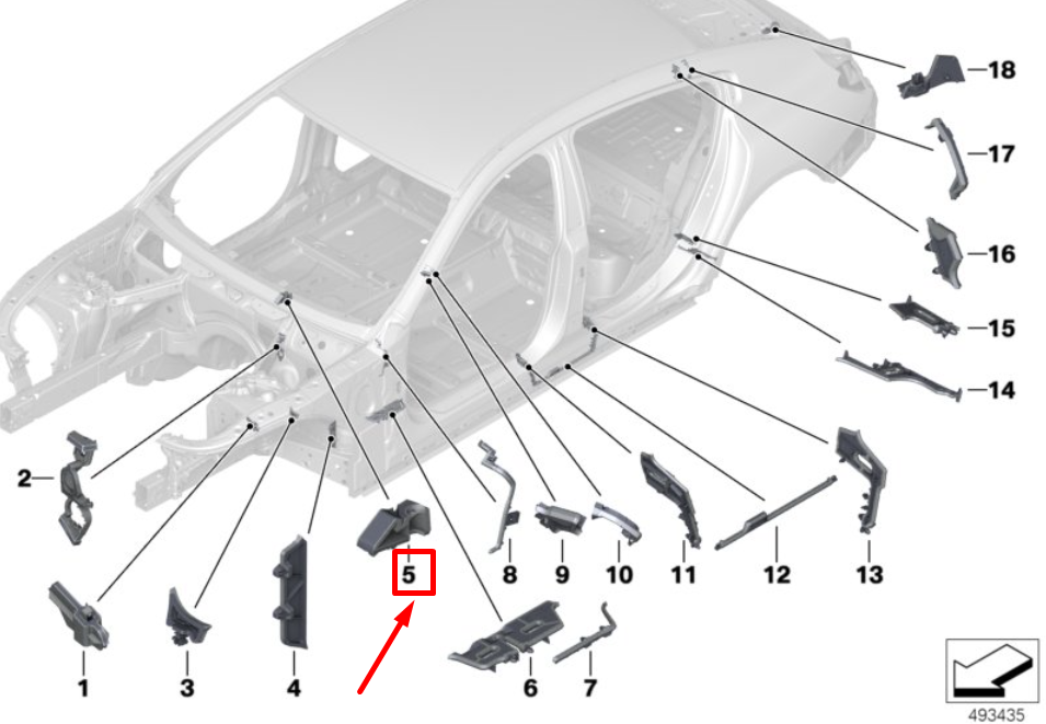 BMW M8 G16 Left Side Hood Panel Shaped Part 41007416921 7416921