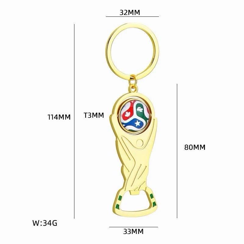 World Cup Trophy Bottle Opener Keychain Gold Metal Beer Opener Souvenir Gift
