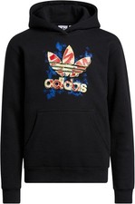 Adidas Trefoil Hooded Sweatshirt Kids Hoodie Black Medium 10-12 NEW