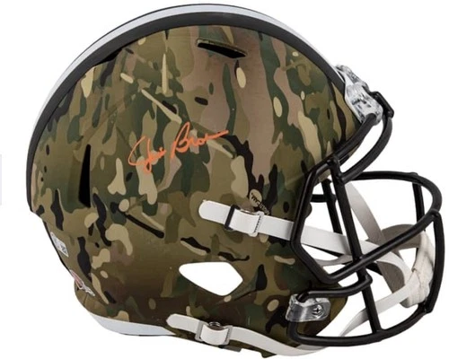 Jim Brown Signed Full Size Cleveland Browns Camo Full Size Helmet w/ Beckett COA