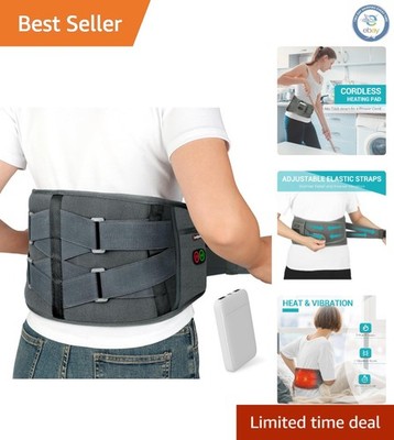 Portable Cordless Heating Pad with Adjustable Straps - 3 Heat Levels & Massage