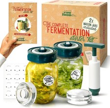 Fermentation Kit for Beginners – 2 x 1L Fermenting Glass Jars, Airlock Lids, Wei