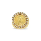 2Ct Round Cut Lab Created Diamond Lady Liberty Coin Ring 14k Yellow Gold Finish