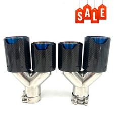 2.5'' 63mm For BMW Carbon Fiber Dual Exhaust Dual End Tip Tail Pipe Muffler Blue